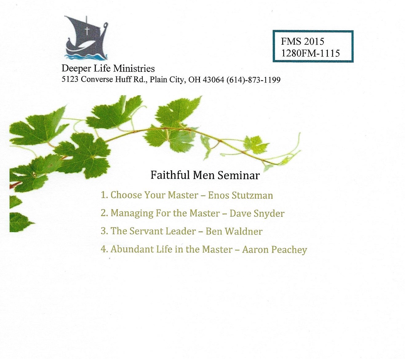 FAITHFUL MEN SEMINAR 2015 4 CD Album - Click Image to Close